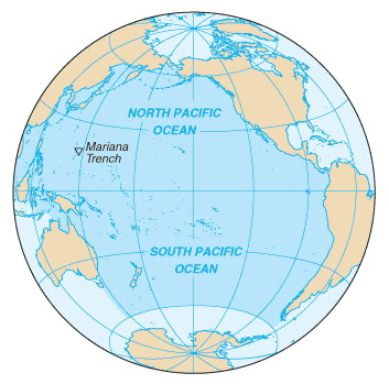 The Pacific Ocean is the largest of the world's five oceans (followed 